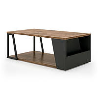 Журнальний столик у стилі лофт MeBelle VOK 100 х 55 х 36 см, ЛДСП дуб, горіх + чорний метал