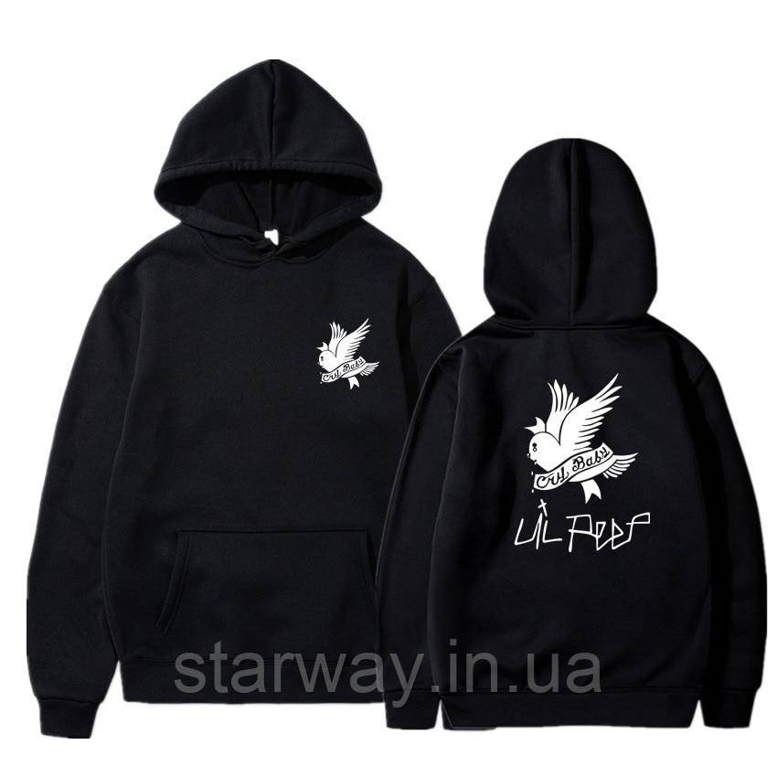 Чорна толстовка | худi lil peep cry baby white logo