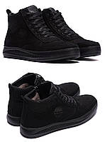 Мужские зимние кожаные ботинки Timberland Black, Сапоги, кроссовки зимние черные, спортивные ботинки