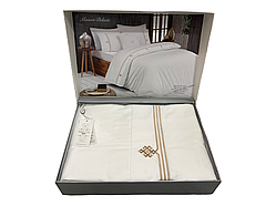 Комплект постільної білизни Maison d'or Maison Deluxe Beige люкс сатин 220-200 см білий
