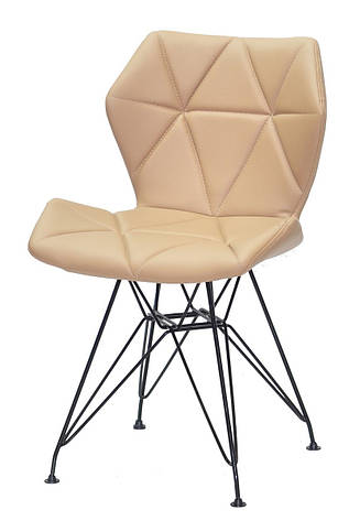 Стул Greg BK-ML кожзам бежевый 1009 на черных ножках, дизайн Charles & Ray Eames, фото 2
