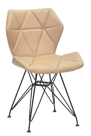 Стул Greg BK-ML кожзам бежевый 1009 на черных ножках, дизайн Charles & Ray Eames, фото 2