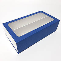 Коробка для макарун с синим футляром 200х110х55 мм.