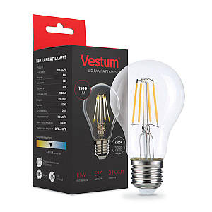 Світлодіодна філаментна лампа Vestum А60 Е27 10Вт 220V 4100К 1-VS-2113