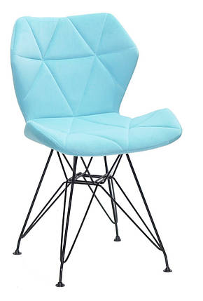 Стілець Greg BK-ML блакитний оксамит B-1019 на чорних ніжках, дизайн Charles & Ray Eames, фото 2