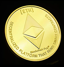 ETH Сувенірна монета Эфириум Ethereum в капсулі колір: золото