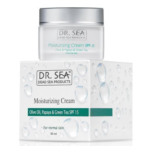 Зволожуючий крем Dr. Sea Moisturizing Cream with Olive Oil, Papaya and Green Tea Extracts SPF 15 50 мл.