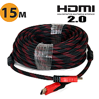 Кабель HDMI V.2.0 Extradigital, 15 метрів, шнур у нейлоновому обплетенні, підтримка 4К