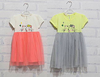 Плаття з коротким рукавом для дівчинки, низ фатин, Котик