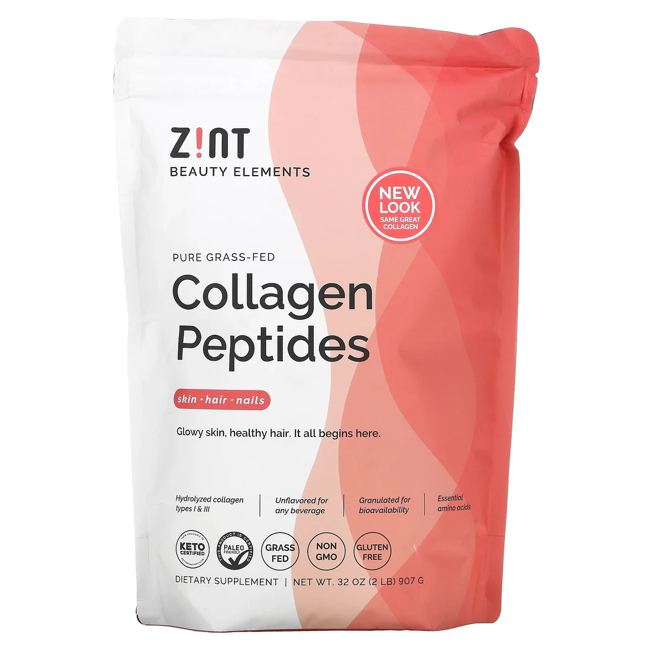 Zint, екологічно чисті пептиди колагену від тварин трав’яного відгодовування, з нейтральним .., 907 г (32 унції)