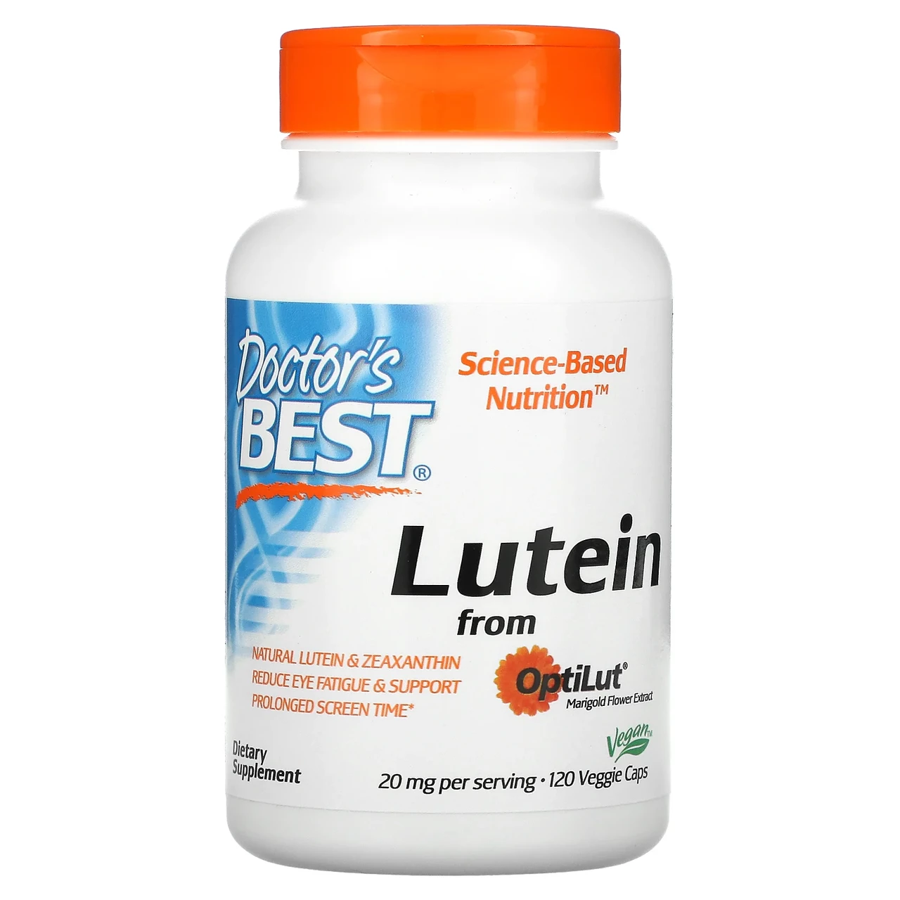 Doctor's Best, лютеїн з OptiLut, 20 мг, 120 вегетаріанських капсул