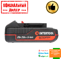 Аккумулятор INTERTOOL WT-0340 20 В, Li-ion, 2.0 Ач, индикатор уровня заряда YLP