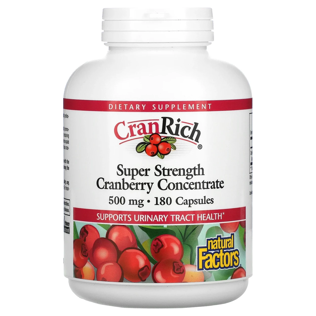 Natural Factors, CranRich, Super Strength, концентрат журавлини, 500 мг, 180 капсул