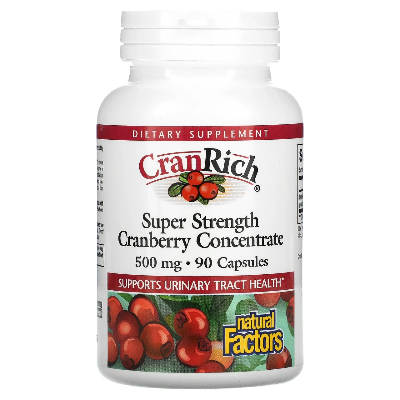 Natural Factors, CranRich, Super Strength, концентрат журавлини, 500 мг, 90 капсул