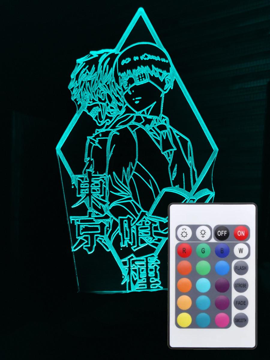 Світильник-нічник 3d з пультом 16 кольорів Кен Канекі 2 (Ken Kaneki) AVA-000910