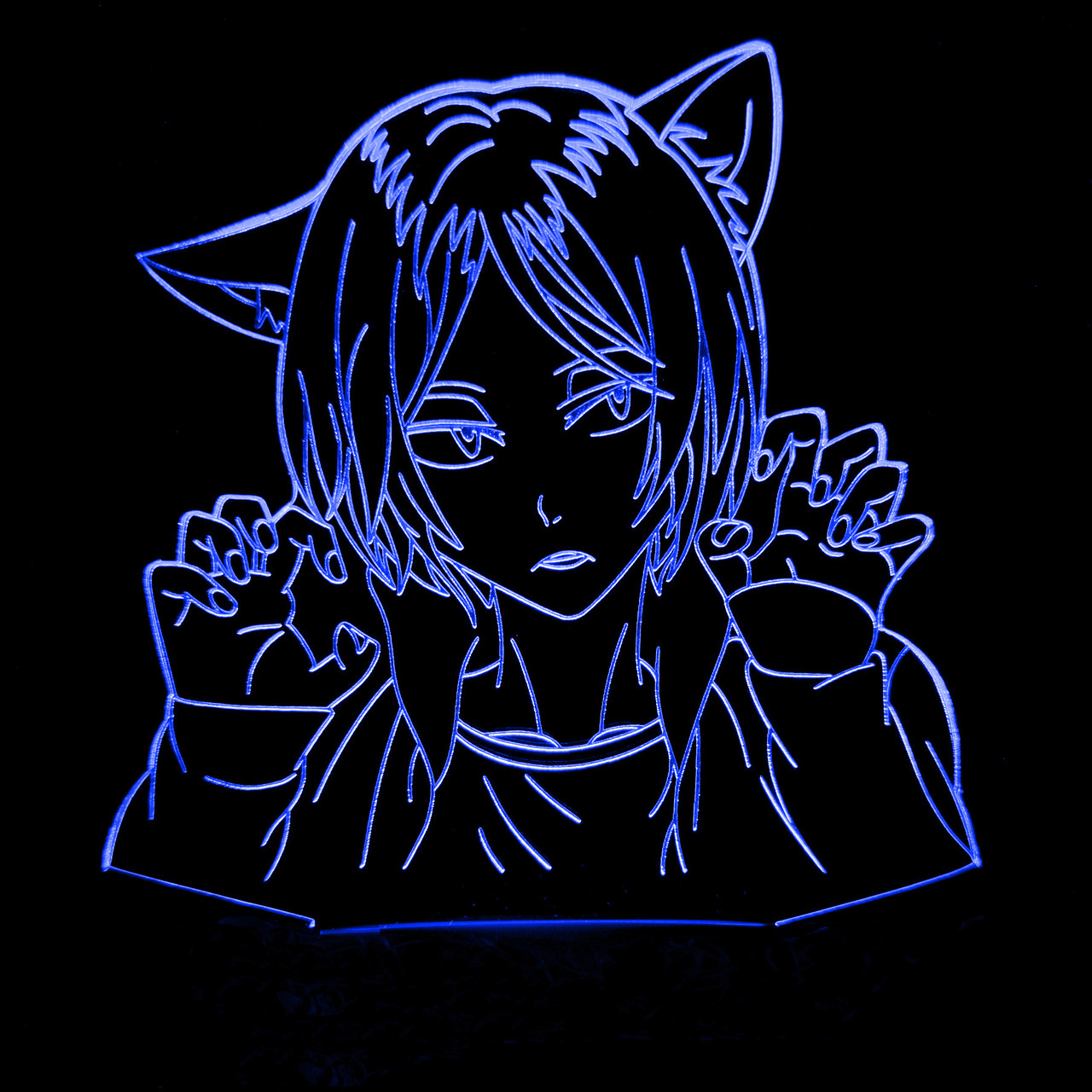 Светильник-ночник 3d Девушка кошка синий AVA-000989