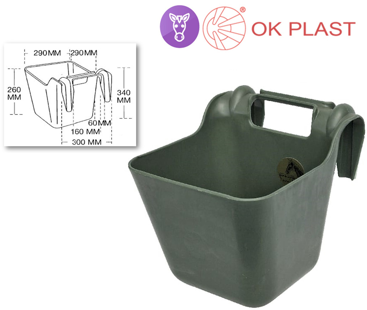Годівниця підвісна для коней на 13,5 л з ручкою для переносу OK PLAST