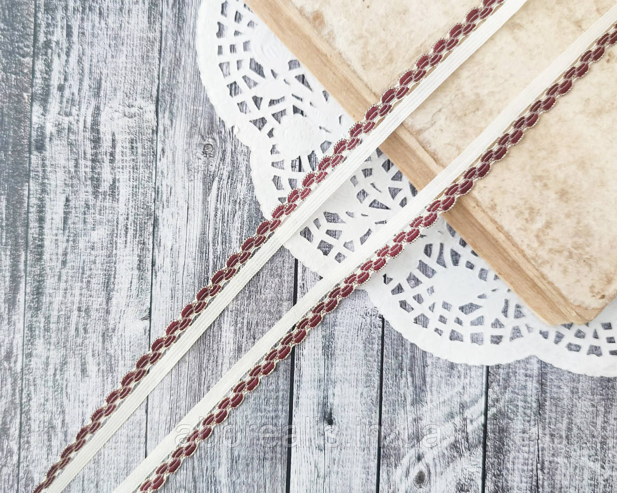 Мереживо з люрексом бордо 1.3 см. 1 м/п, фото 1