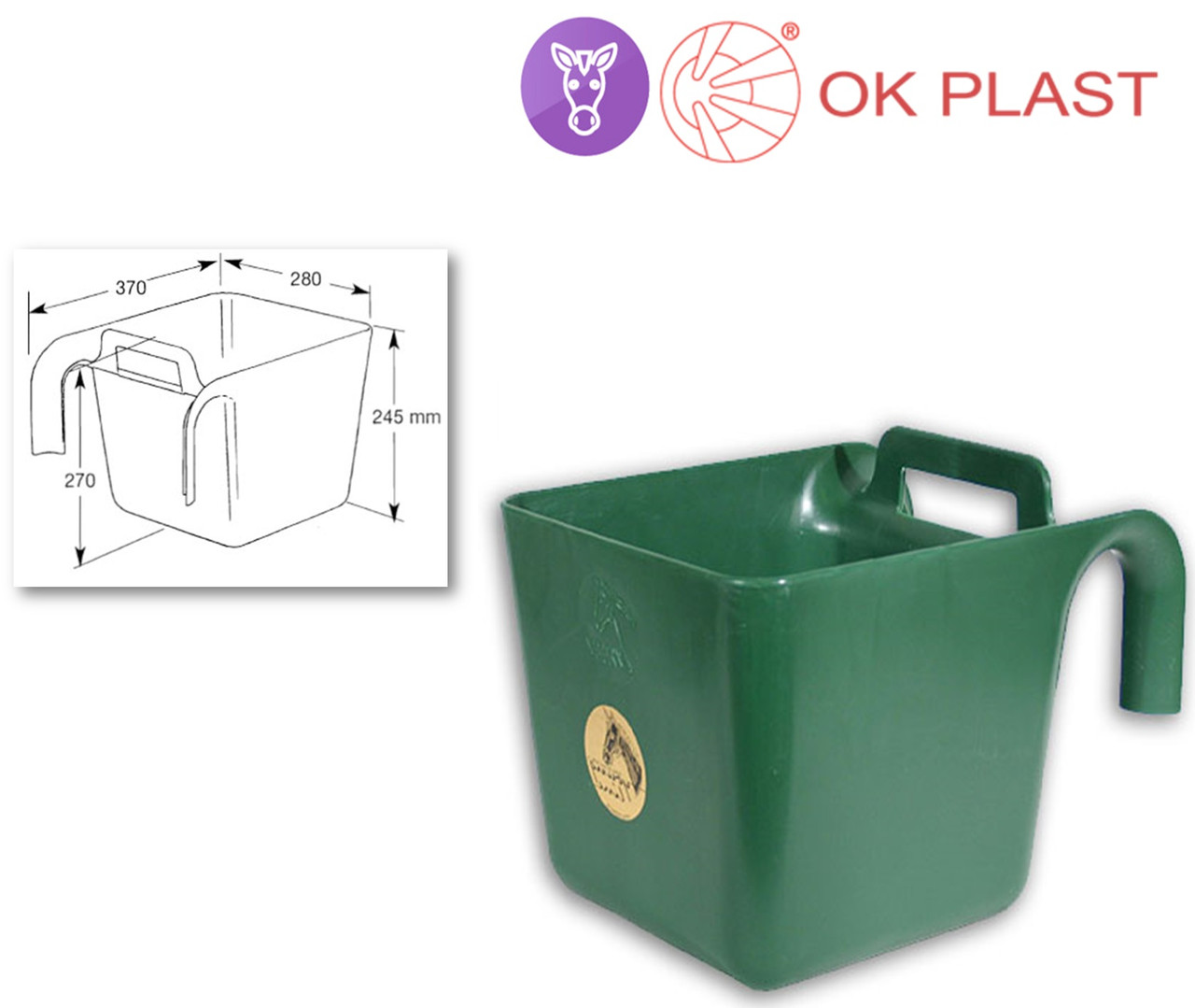 Годівниця переносна для коней на 11л, з ручкою для переносу OK PLAST