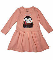 Розовое трикотажное платье для девочки с длинным рукавом р.80-104 см Турция