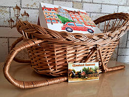 Кошик для подарунків у формі санок ⁇ кошик із лози подарунковий ⁇ сплетений кошик новорічний опт