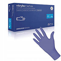 Перчатки нитриловые размер M , MERCATOR Nitrylex Basic BLUE неопудренные,100 шт