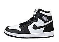 Чоловічі / жіночі кросівки Nike Air Jordan 1 Retro High Black White, чорно-білі шкіряні кросівки найк аїр