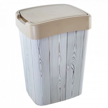 Відро в туалет з поворотною кришкою EURO Decor Дерево 18 л (кремовий), фото 1