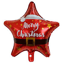 Фольгована кулька зірка "Merry Christmas" костюм Санти 18" Китай