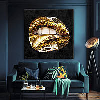 Картина на полотні Гламурні губи в золоті