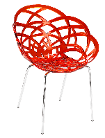 Крісло Papatya Flora-ML прозоро-червоне сидіння, ніжки хром