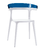 Кресло Papatya Luna белое сиденье, верх прозрачно-синий