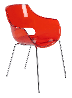 Кресло Papatya Opal прозрачно-красное, база хром