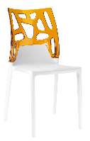 Стул Papatya Ego-Rock белое сиденье, верх прозрачно-оранжевый Длина/ширина/высота: 510 / 480 / 860 (470) мм