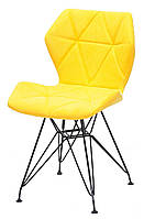 М'який стілець зі спинкою для кафе Greg BK-ML жовтий SH — 5 шеніл на чорних ніжках, дизайн Charles&Ray Eames