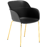 Крісло Tilia Shell-MG ніжки металеві золото, сидіння чорне 10783