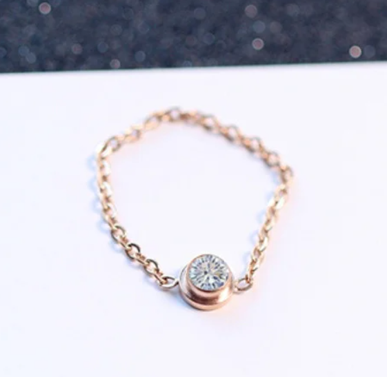 Жіноче кільце на ланцюжку з фианитом, в наявності р. 15.5, 16.5, 17, фото 1