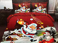 3D Двуспальное постельное белье - Дед Мороз и Снеговичок