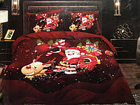 3D Двуспальное постельное белье - Дед Мороз на санках