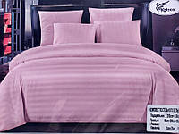 Полуторное постельное белье KOLOCO страйп-сатин розовое