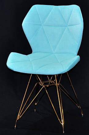 Стул Greg GD-ML велюр голубой B-1019 на золотых ножках, дизайн Charles & Ray Eames, фото 2