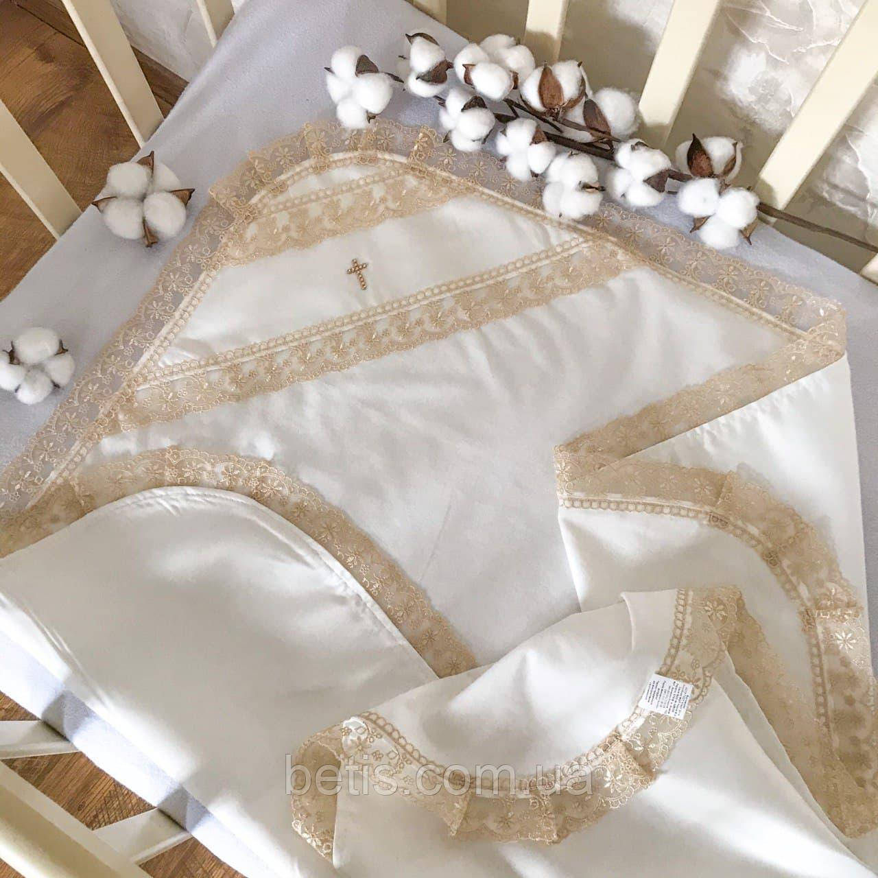 Крижма "Чарівна світлинка А" подвійна Молочний/кавовий Атлас,кулір арт.27686900  75*100 см.(р)