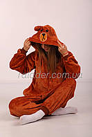 Пижама кигуруми для взрослых мужчин и женщин Мишка Бурый Медведь Коричневый (1083)