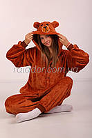 Пижамы кигуруми мужские женская для девушек и взрослых Kigurumi Бурый Мишка Коричневый Медведь (1083)
