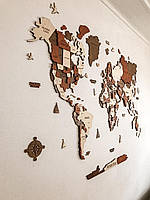 Карта Світу на стіну з дерева CraftBoxUA 100 х 60 см з гравіюванням країн та їх межі 300х175 см