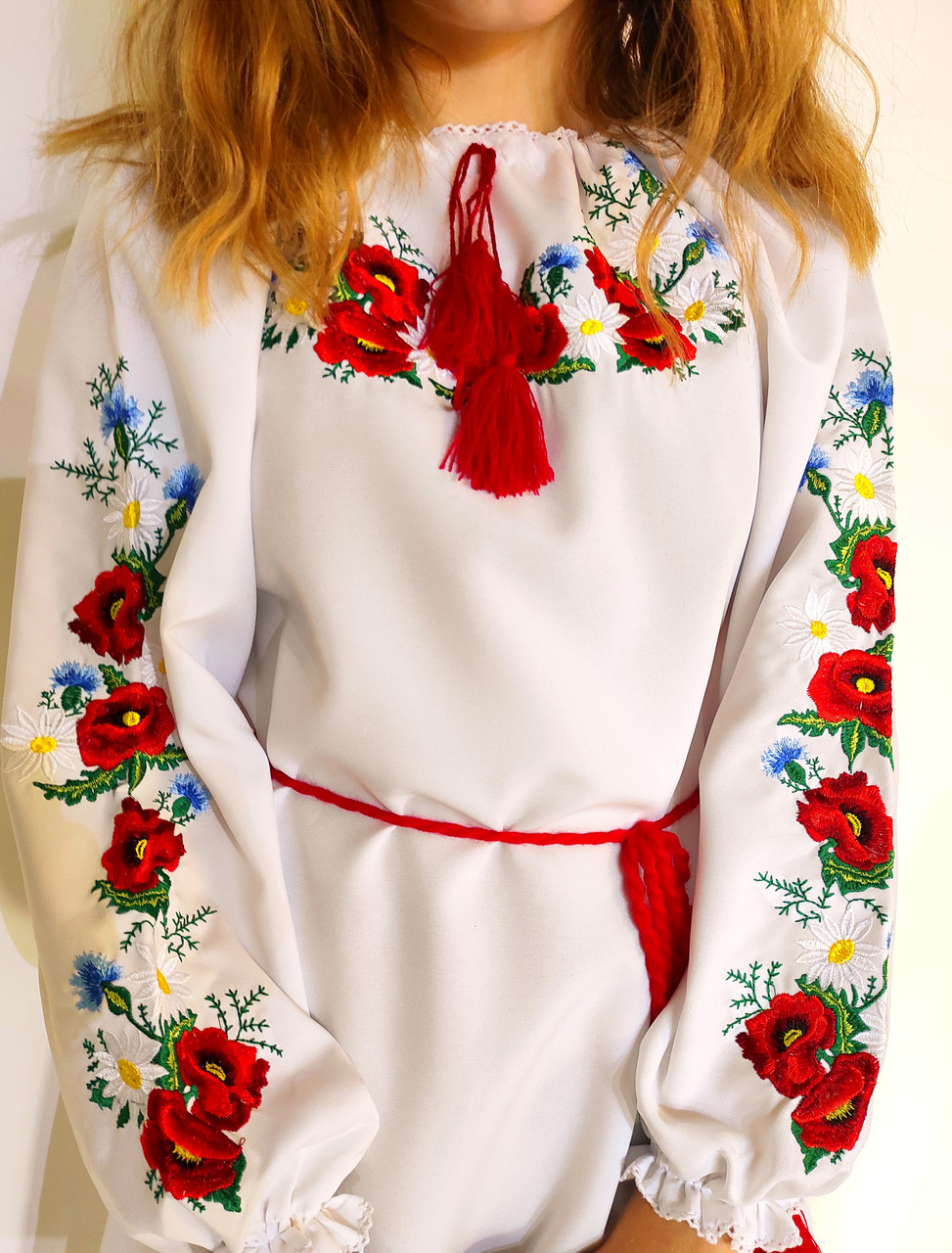 Дитяче вишите плаття "Марися" на сірому льоні, фото 1