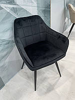 Обеденное кресло М-62 черный от Vetro Mebel, вельвет + черный металл
