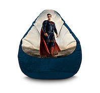 Кресло мешок груша iPuff "Superman. Costume" Флок XXXL (100x135 см) Синий