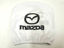 Чохол підголівників MAZDA білий чорний логотип