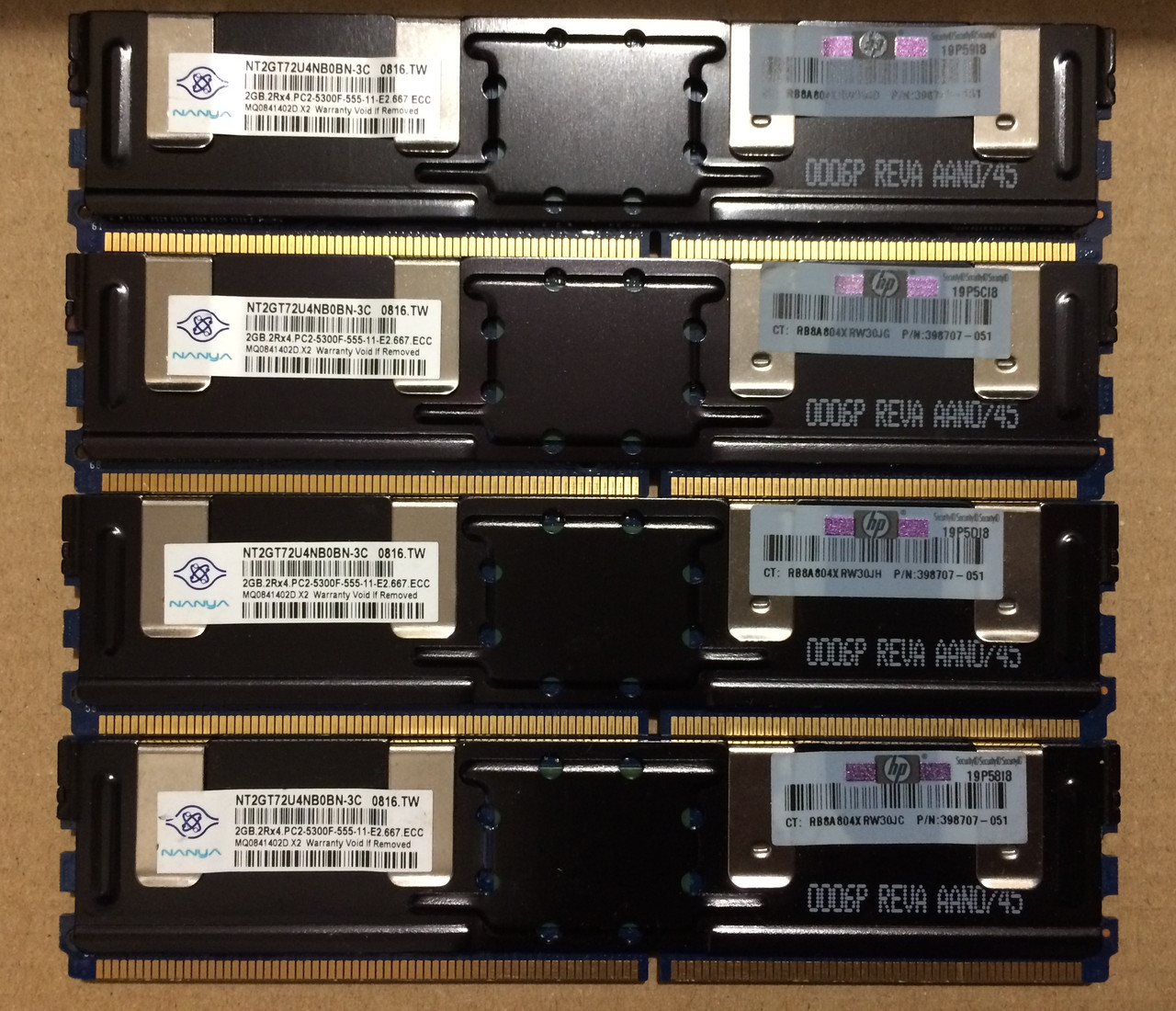 8GB 4*2GB DDR2 667MHz Nanya PC2-5300F 2Rx4 ECC FBDimm RAM Серверна оперативна пам'ять FB-DIMM